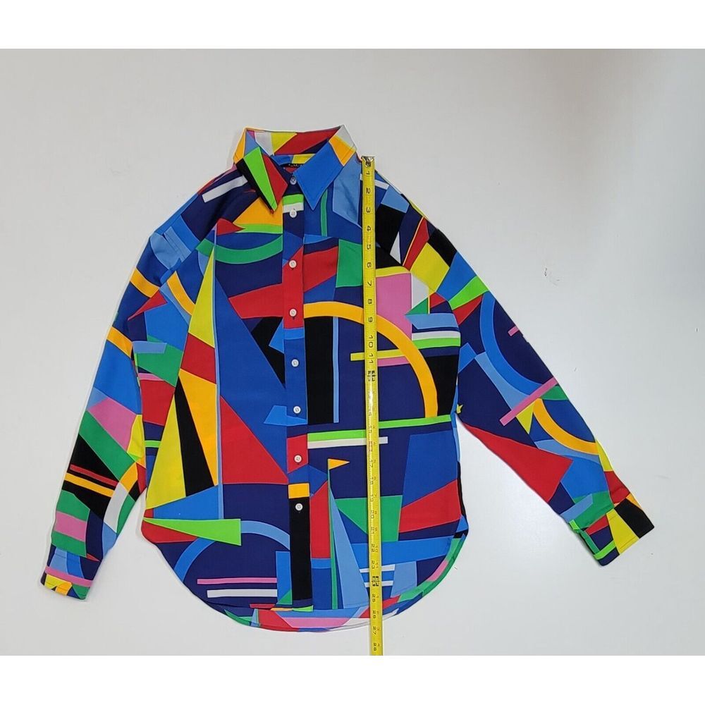 RALPH LAUREN BLACK LABEL COLORFUL NAUTICAL GEOMETRIC BUTTON‎ UP SHIRT XS NWOT